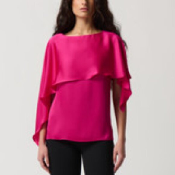 NWT Joseph Ribkoff Satin Blouse | Hot Pink | 4 - Picture 1 of 2